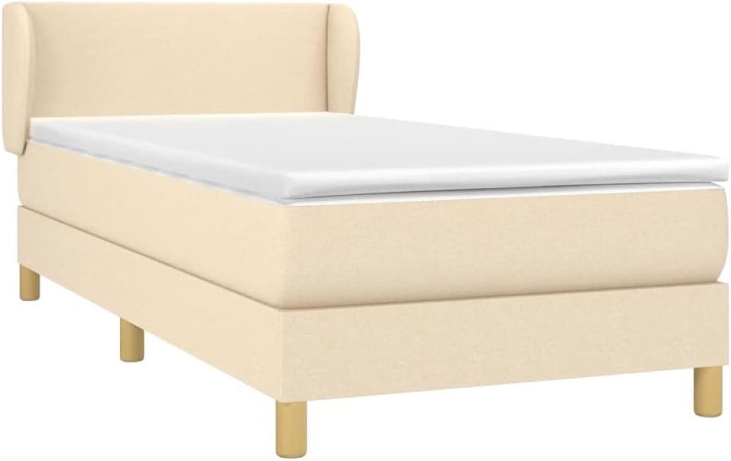 vidaXL Boxspringbett mit Matratze Creme 80x200 cm Stoff, Härtegrad: H2 [3126602] Bild 1