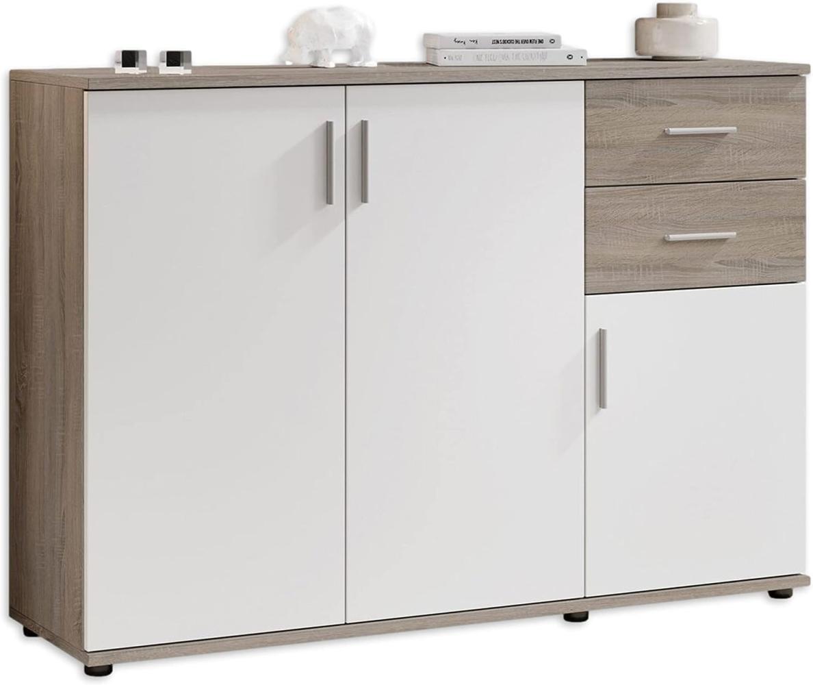 Stella Trading Bobby Kommode in Eiche Sonoma Optik, dunkel - Modernes Sideboard mit viel Stauraum für Ihren Wohnbereich - 120 x 82 x 35 cm (B/H/T) Bild 1