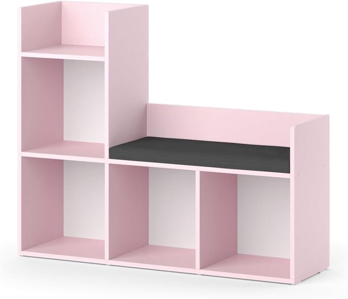 Vicco Regal mit Sitzbank Luigi 107 x 88 cm, Rosa, Kinderzimmer, große Fächer Bild 1