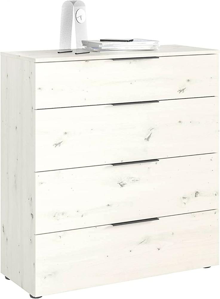 Kommode >TREND WOOD< (BxHxT: 90 x 100 x 40 cm) in White-Oak - Metall schwarz Bild 1