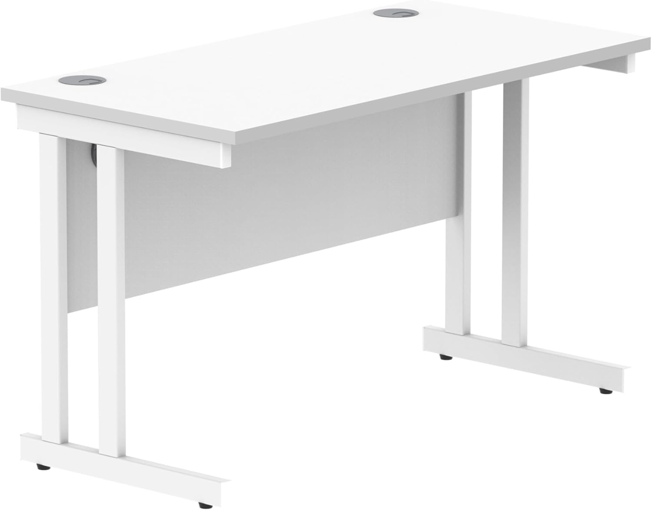 office hippo Essentials Rechteckiger Schreibtisch-Computer-Arbeitsplatz, Schreibtisch für Büro oder Heimbüro, mit Kabelanschluss-Management, 120x60 cm, Arktikweiß, weißes Gestell Bild 1