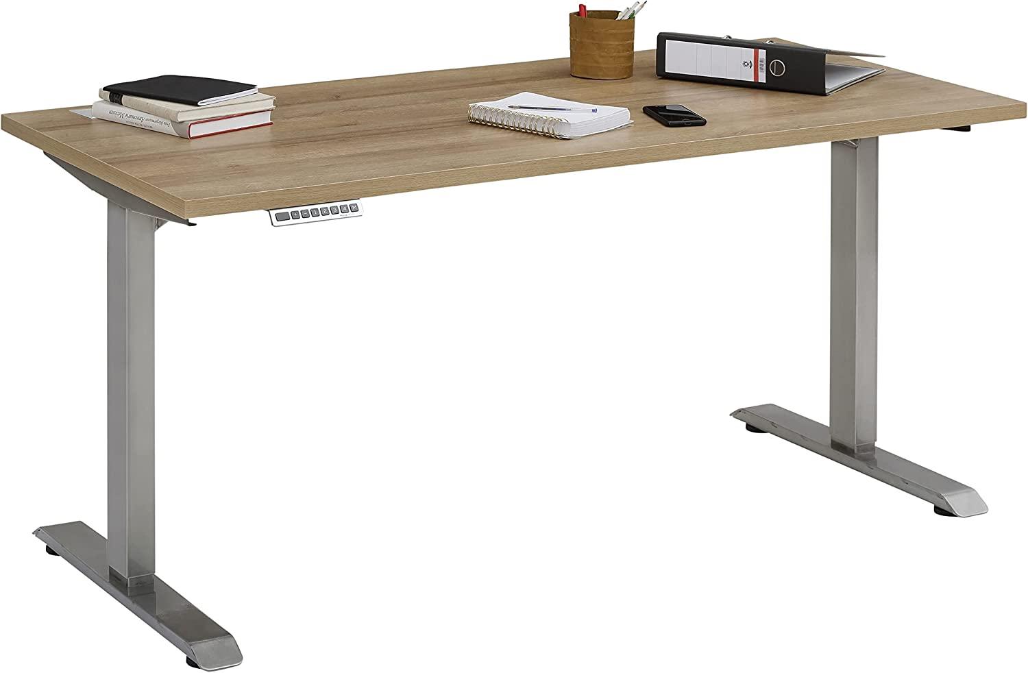 Schreibtisch >EDJUST< (BxHxT: 175 x 120 x 80 cm) Roheisen lackiert - Riviera Eiche Bild 1