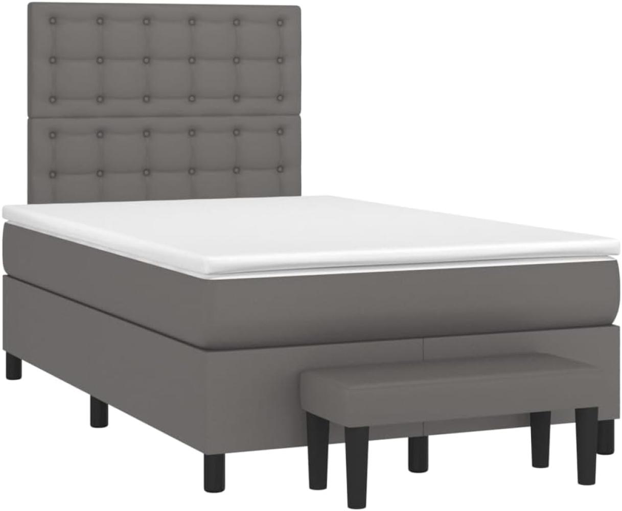 vidaXL Boxspringbett mit Matratze Grau 120x200 cm Kunstleder 3137657 Bild 1