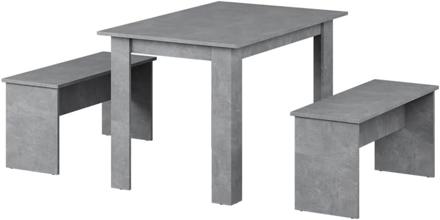 Esstisch Set Sentio Beton 112 x 73.6 cm mit 2 Bänken Vicco Bild 1