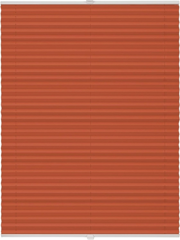 ondeco Plissee Klemmfix auf Maß für alle Fenster innen, ohne Bohren, Montage Klemmträger Sonnenschutz Sichtschutz Rollo Blickdicht - Orange - B): 51-60 cm, H): 101-150 cm Bild 1