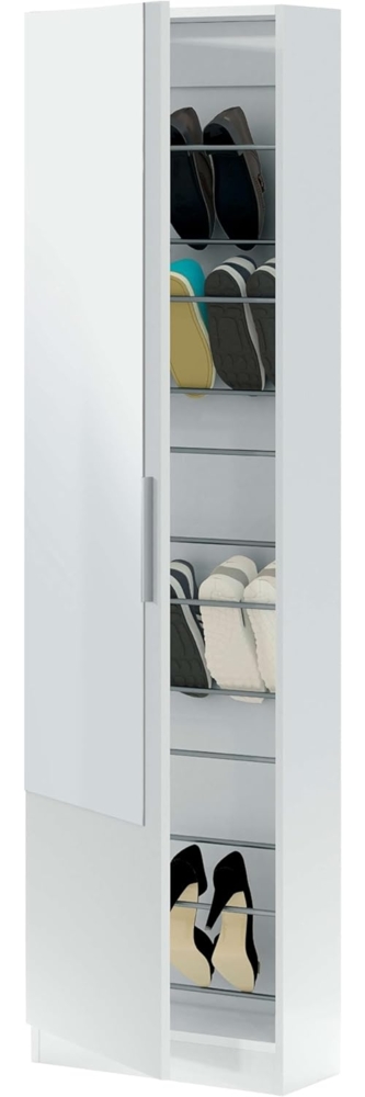 Schuhschrank mit Spiegeltür, weiß, Maße 50 x 180 x 22 cm Bild 1