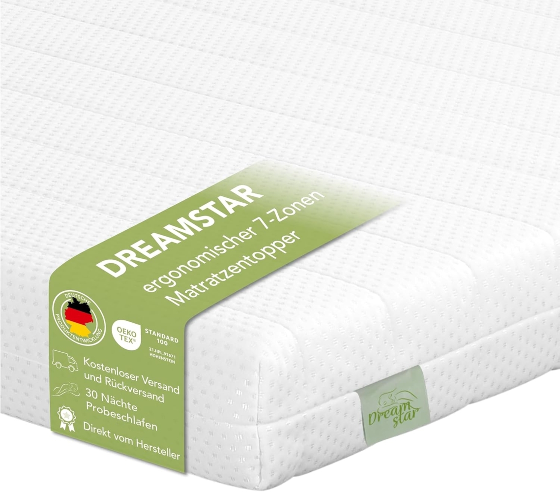 Dreamstar, Topper Easy Flex, ergonomischer 7-Zonen Matratzentopper zum Wenden, 10 cm hoch, Duo Härtegrad H2 und H3, verschiedene Größen, Komforthöhe 10 cm Bild 1