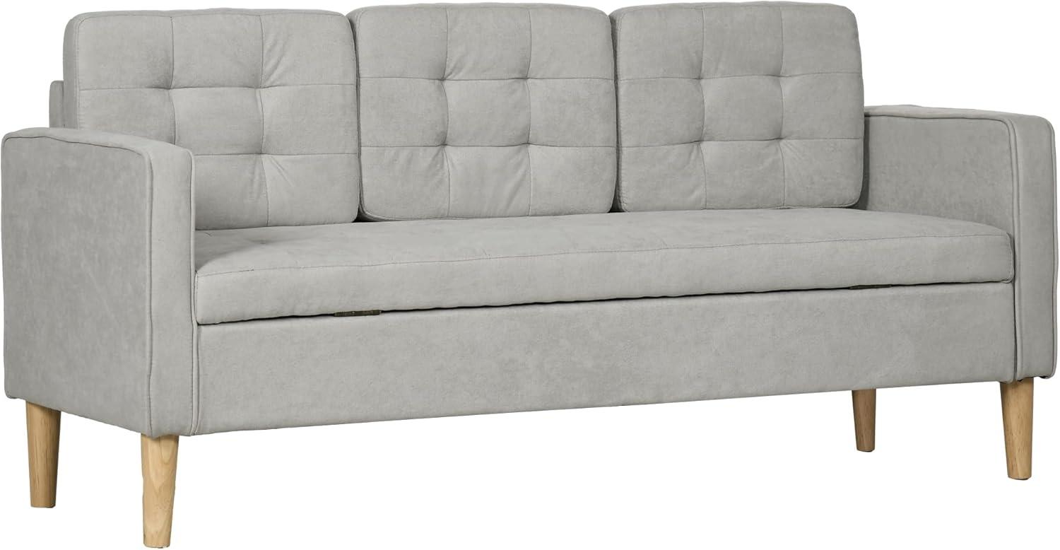 HOMCOM Sofa 3-Sitzer-Sofa mit Stauraum, Armlehne, Polstersofa 1 Teile, für Wohnzimmer, Grau Bild 1