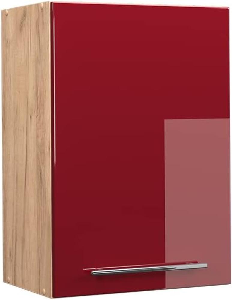 Vicco Küchenschrank Küchenmöbel Fame-Line modern Küche Einbauküche Küchenzeile Blende Unterschrank Hochschrank Hängeschrank Hochglanz (Eiche-Rot, Hängeschrank 50 cm) Bild 1