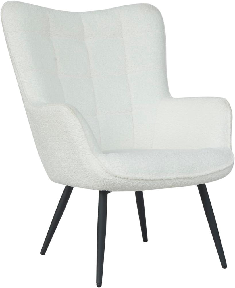 byLIVING Sessel Uta / Bouclé off white / Gestell schwarz pulverbeschichtet / Relaxsessel / Armlehnen-Sessel / B 72, H 97, T 80 cm Bild 1