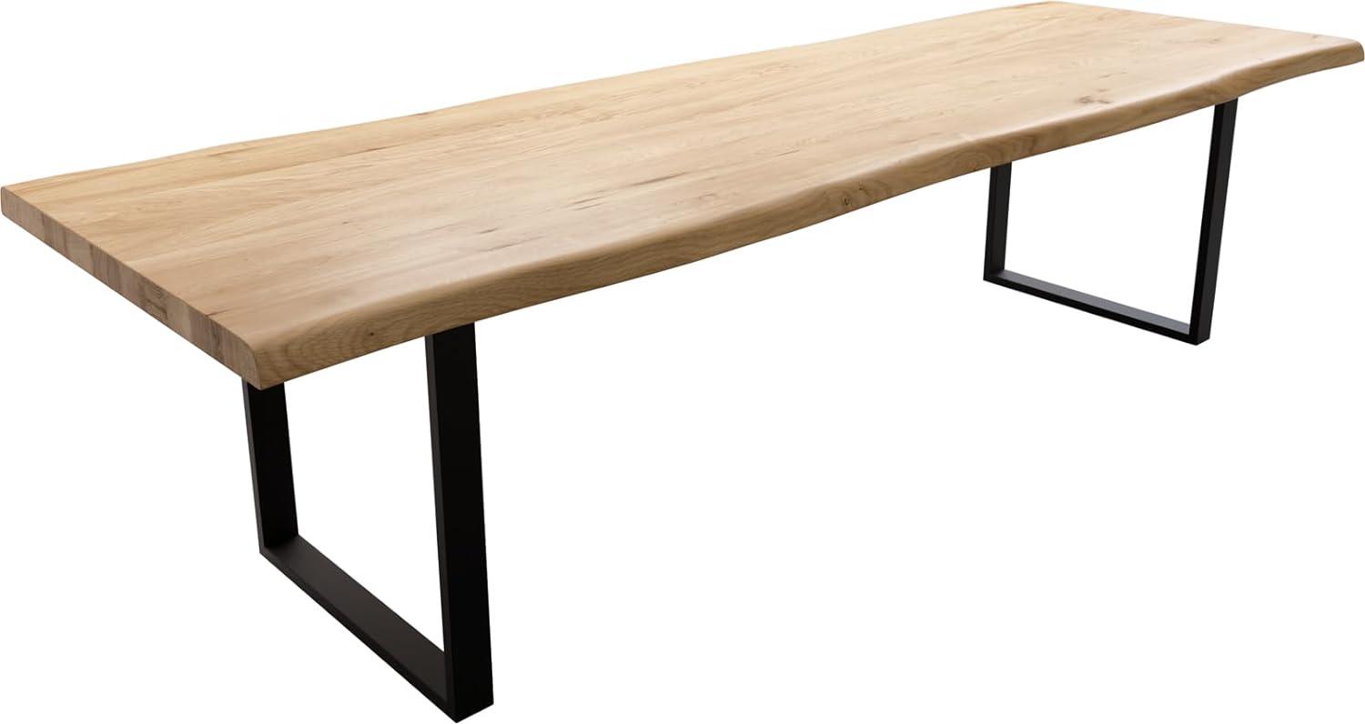 Esstisch Edge 300x100 Eiche Natur Kufe Schwarz Live-Edge Bild 1