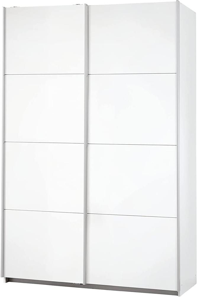 Rauch Möbel Caracas Schrank Kleiderschrank Schwebetürenschrank, Weiß 2-türig inkl. Zubehörpaket Classic 4 Einlegeböden, 2 Kleiderstangen, 1 Hakenleiste, BxHxT 136x210x62 cm Bild 1