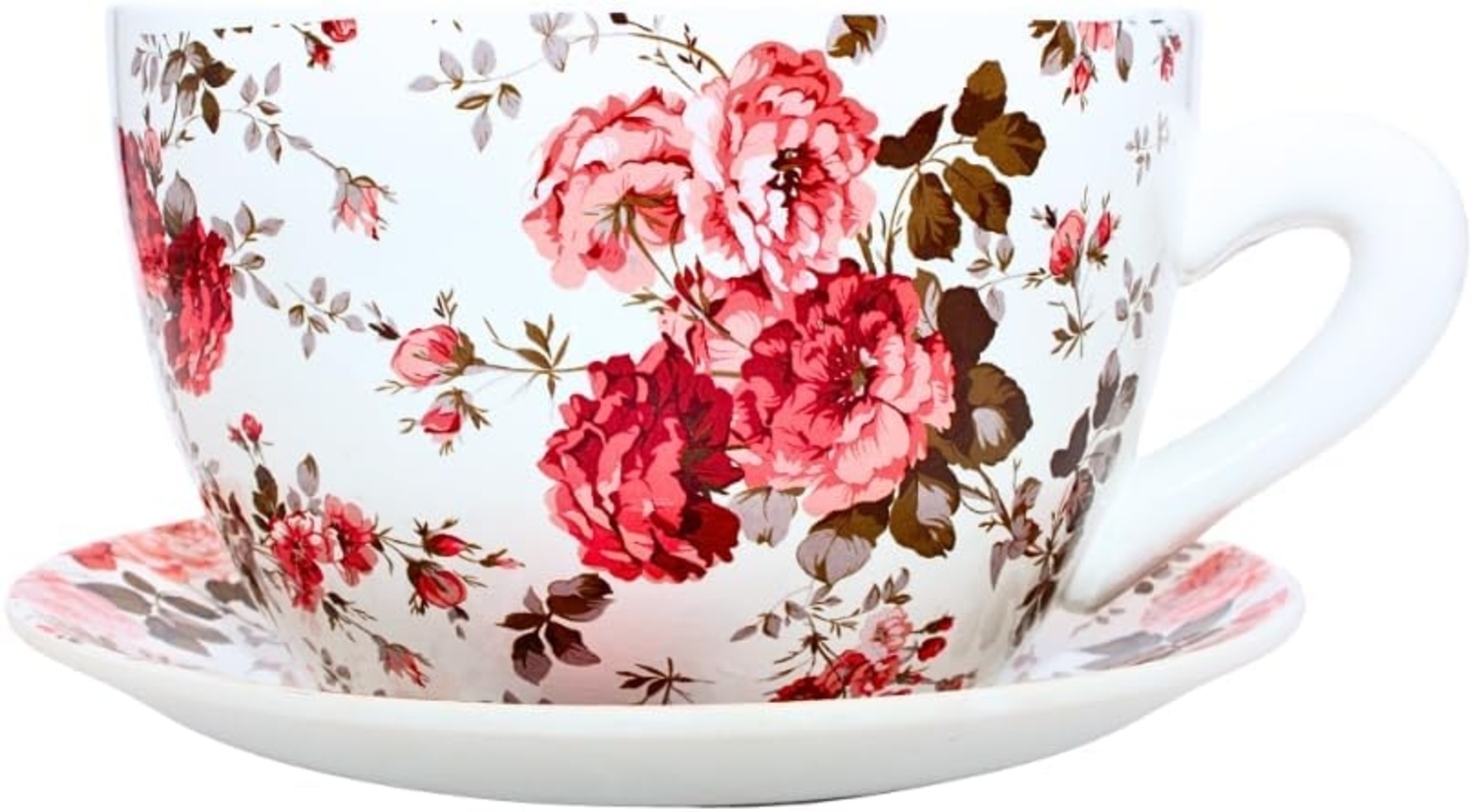 Dekohelden24 Pflanzkübel Pflanztassen in verschiedenen Varianten (1 St), Rosenblumenmuster Bild 1