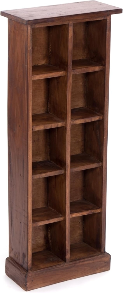 DESIGN DELIGHTS RUSTIKALES CD & BÜCHERREGAL Nature | 94 x 36 x 17 cm (HxBxT), Recyclingholz | Holzregal mit 10 Fächern, CD/Bücher Aufbewahrung | Farbe: 02 Hellbraun Bild 1
