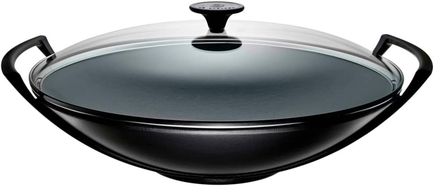 Le Creuset Gusseisen Wok 36 cm mit Deckel schwarz Bild 1
