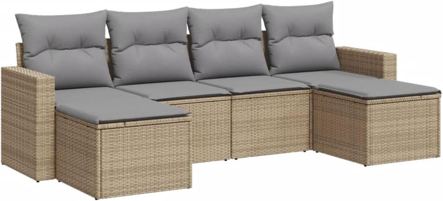 vidaXL 6-tlg. Garten-Sofagarnitur mit Kissen Beige Poly Rattan 3251656 Bild 1