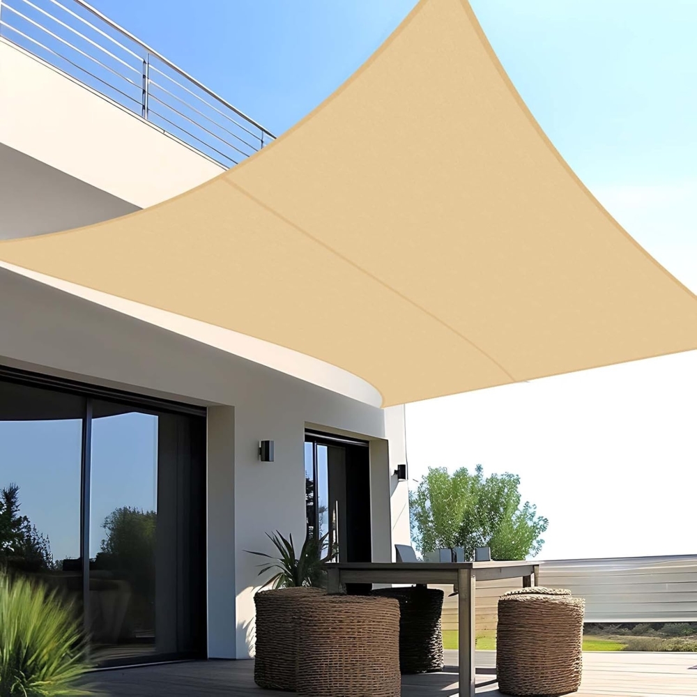SUNNY GUARD Sonnensegel Rechteckig 3.5x5 m Wasserdicht Sonnenschutz Wetterschutz Segel Baldachin UV Schutz für Balkon Terrasse Garten, Sand Bild 1