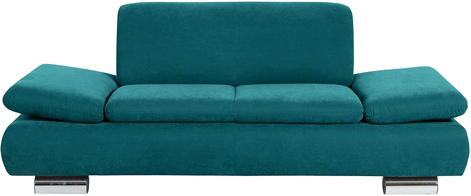 Terrence Sofa 2-Sitzer Veloursstoff Petrol Metallfüße verchromt Bild 1