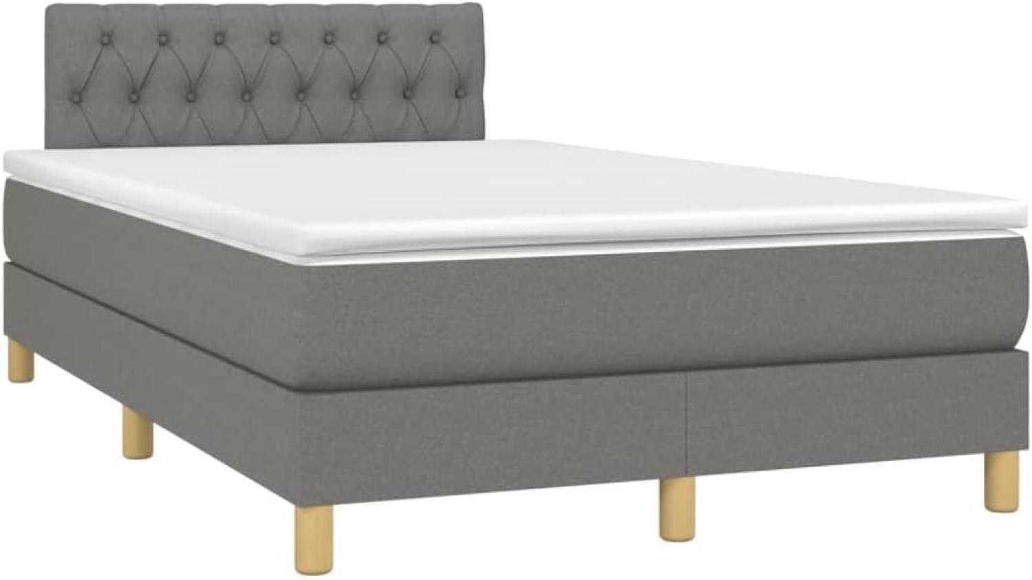 vidaXL Boxspringbett mit Matratze & LED Dunkelgrau 120x200 cm Stoff, Härtegrad: H2 [3133942] Bild 1