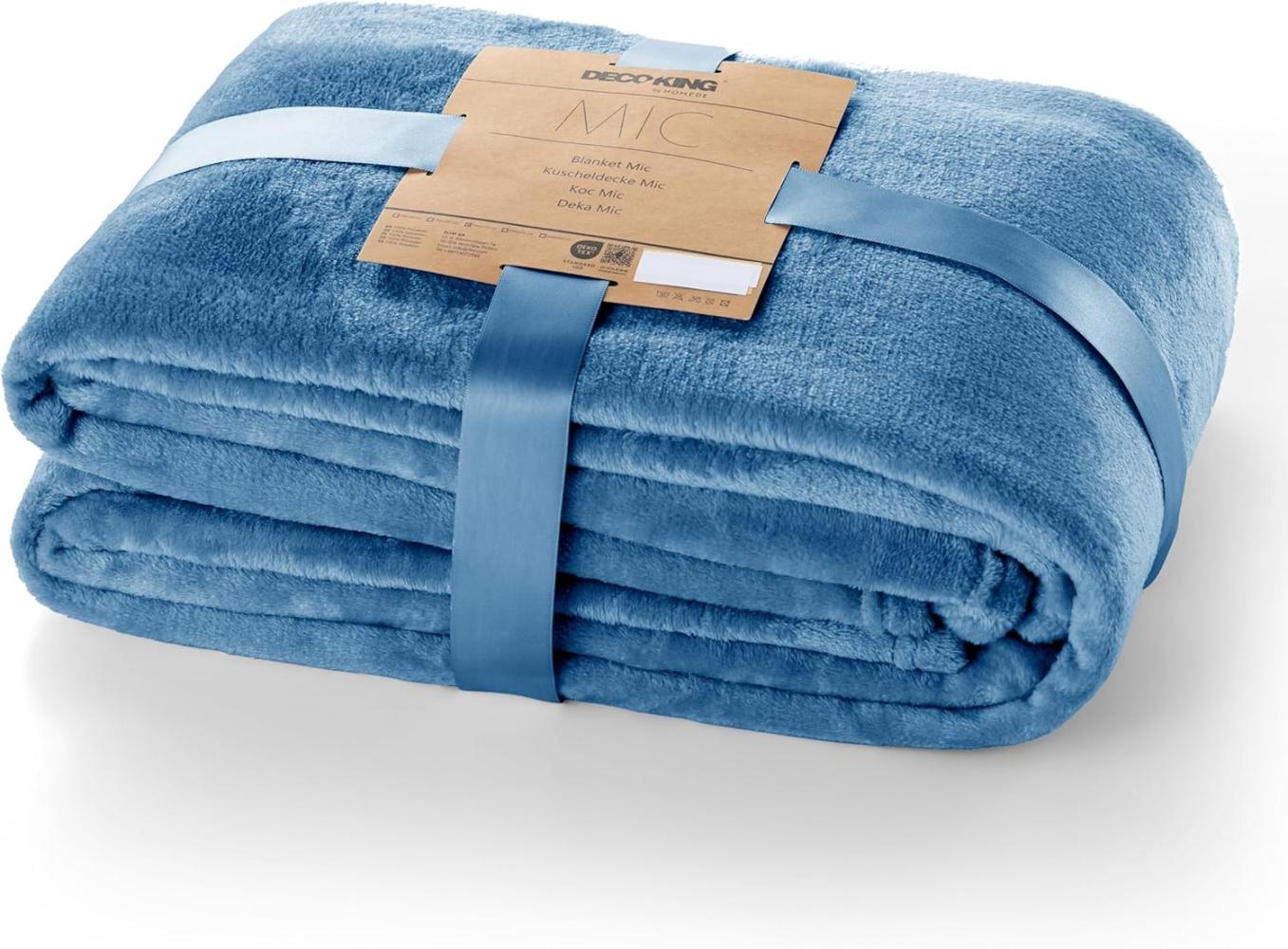 DecoKing Kuscheldecke 220x240 cm dunkelblau Decke Microfaser Tagesdecke Fleece weich sanft kuschelig marinenblau Navy Indigo Mic Bild 1