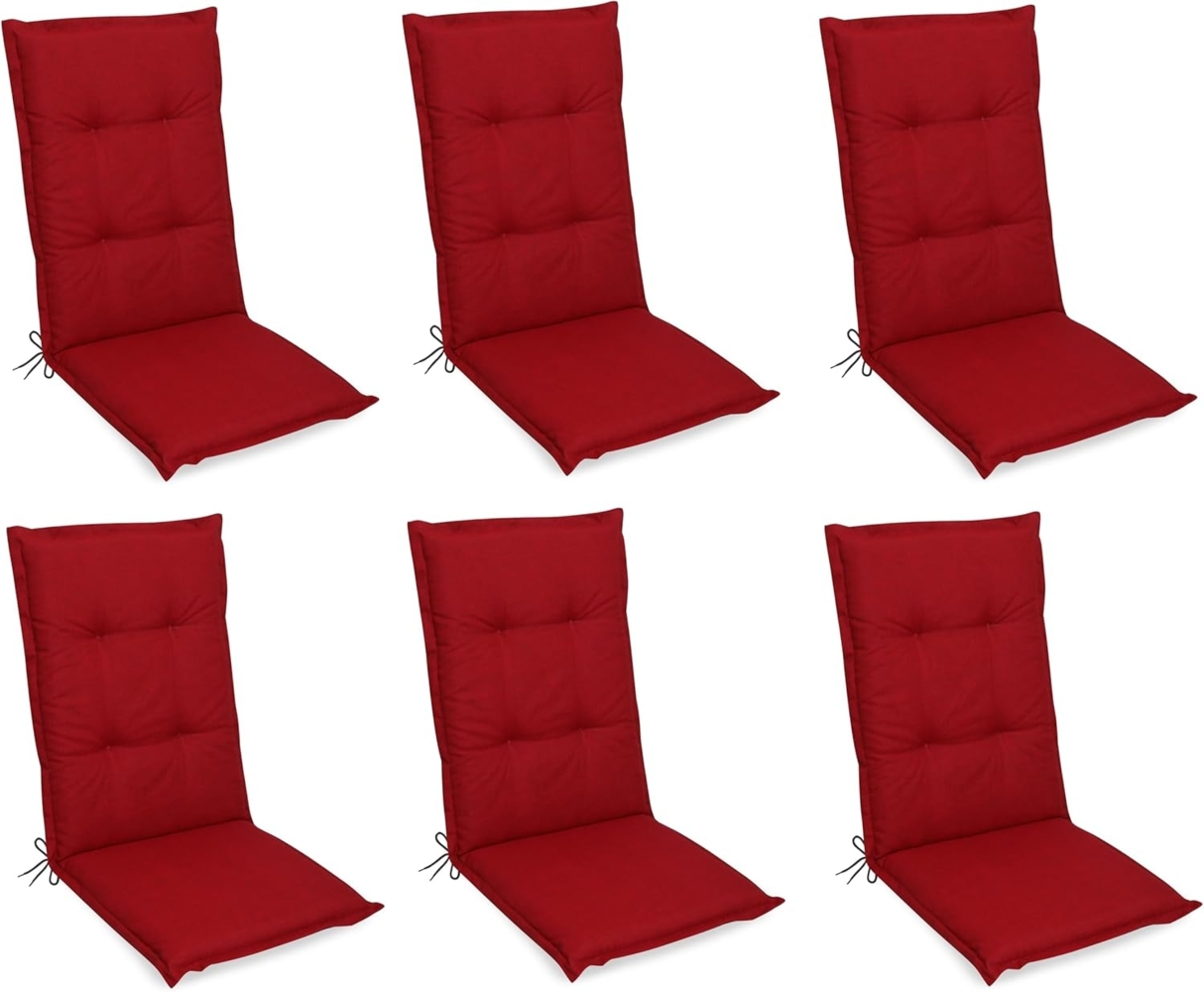 Gardissimo Hochlehnerauflage Premium rot 6 er Set Gartenstuhl Auflagen Kissen Polster Hochlehner, (Spar-Set, 6 St, für Hochlehner-Stühle UV-beständig inkl. Bindebänder und Haltebänder) Bild 1