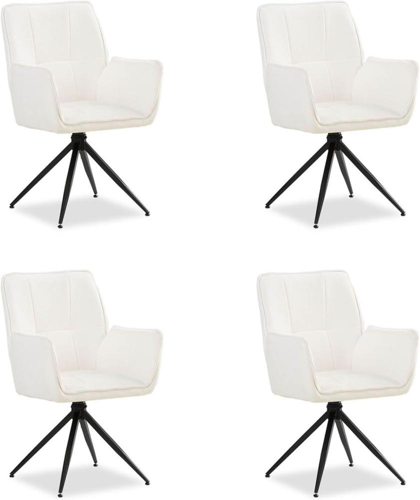 4 Stühle Esszimmer Küchenstühle Chenille Wolle Weiß Drehstühle Esszimmerstühle Drehbar Esszimmerstuhl mit Armlehne Dreh Sessel Modern Bild 1