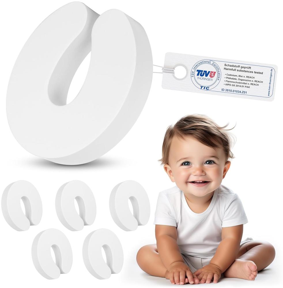 Sweet Safety® Baby Tür Klemmschutz für Türen – TÜV Schadstoff geprüft – Kindersicherung Türstopper Kinder – 6 Stück Bild 1