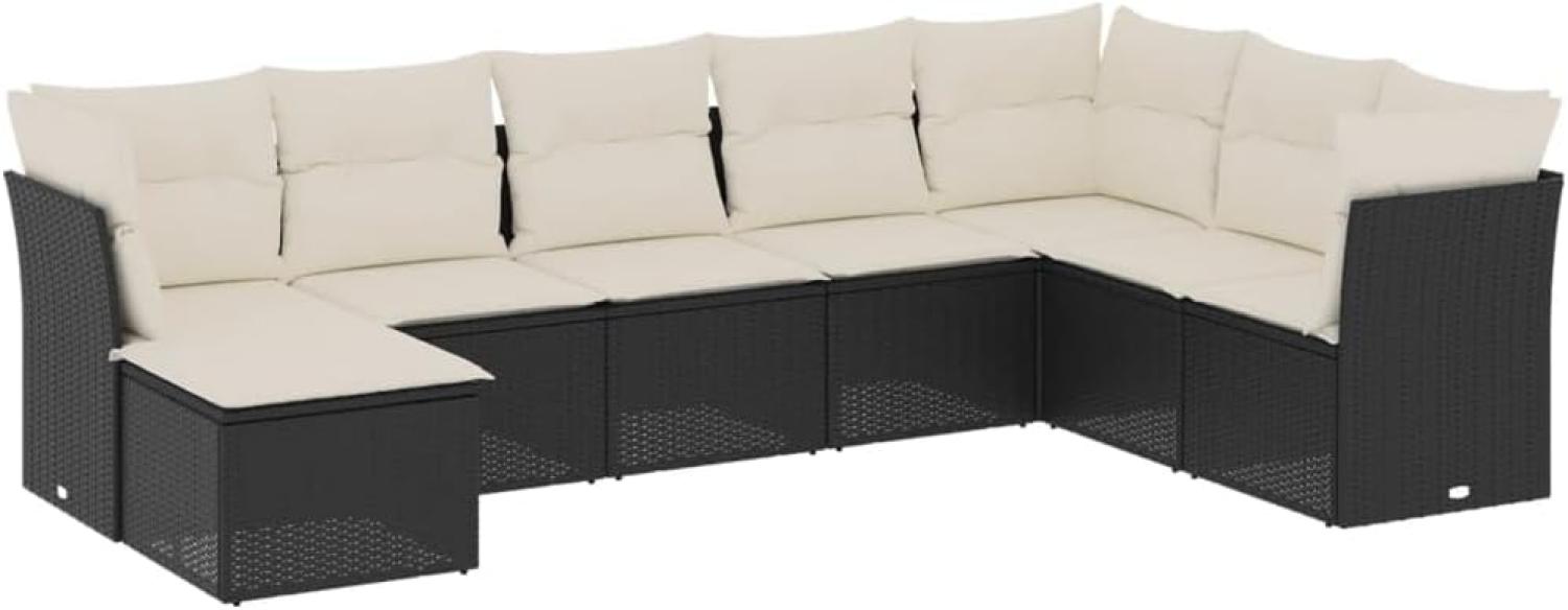 vidaXL 8-tlg. Garten-Sofagarnitur mit Kissen Schwarz Poly Rattan 3249885 Bild 1