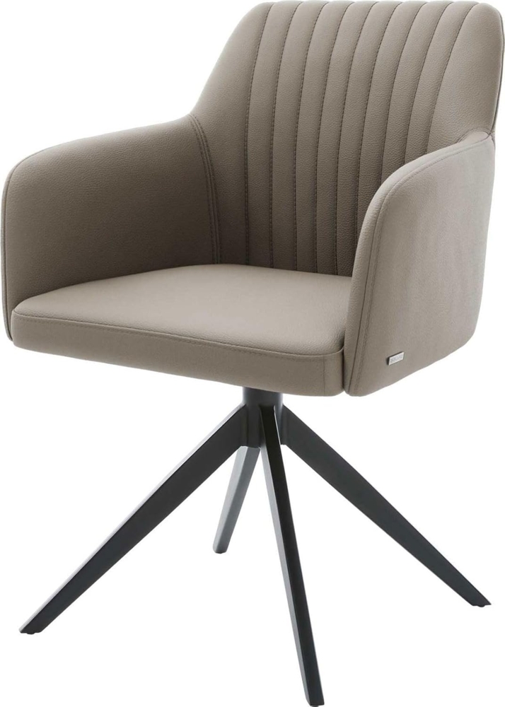 Esszimmerstuhl Greg-Flex Echt-Leder Schlamm Kreuzgestell breit Schwarz Taschenfederkern Bild 1