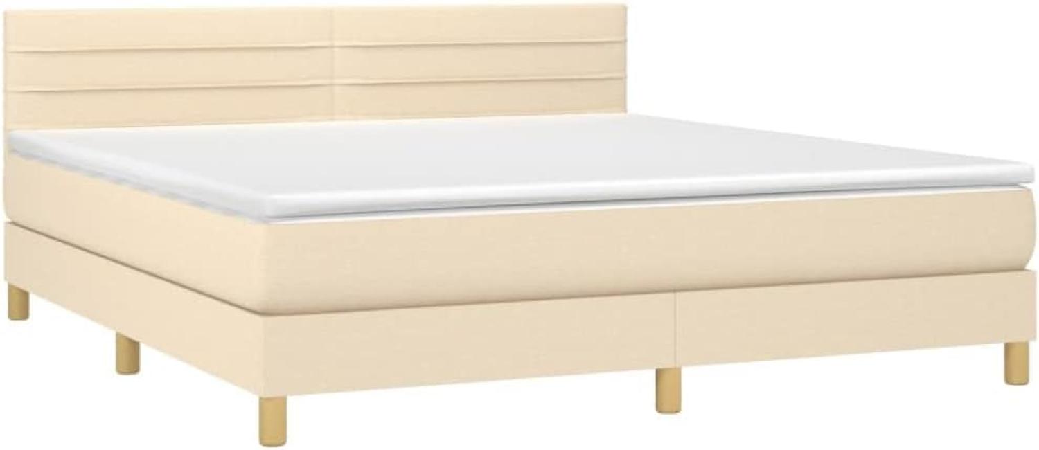 vidaXL Boxspringbett mit Matratze Creme 160x200 cm Stoff 3140710 Bild 1