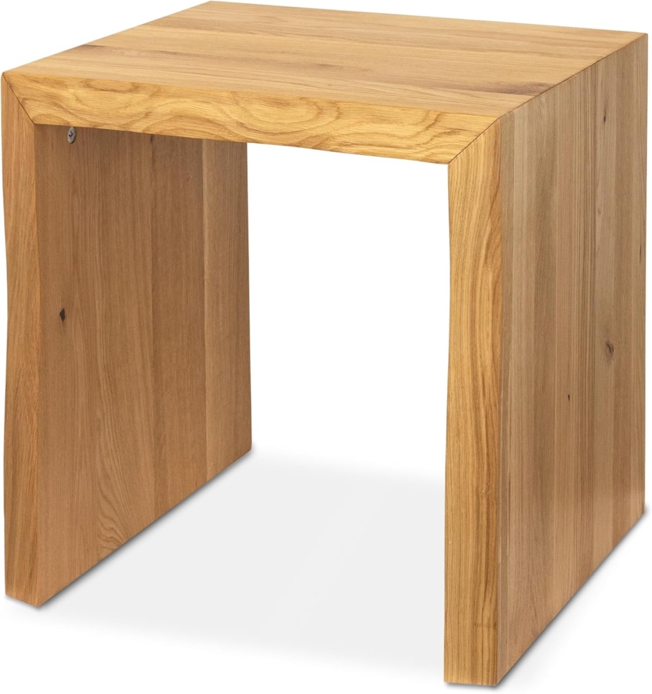 Massivholz Hocker mit Baumkante - Eiche - 40 x 40 x 45cm Bild 1