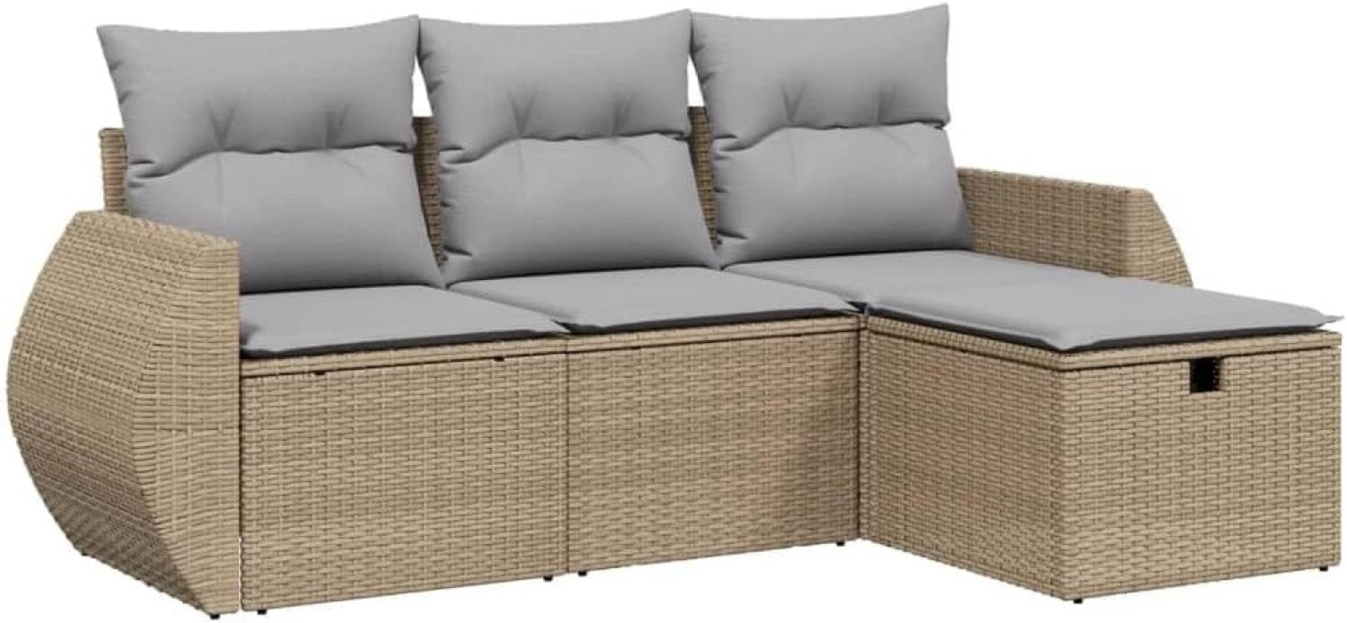 vidaXL 4-tlg. Garten-Sofagarnitur mit Kissen Beigemischung Poly Rattan 3264065 Bild 1