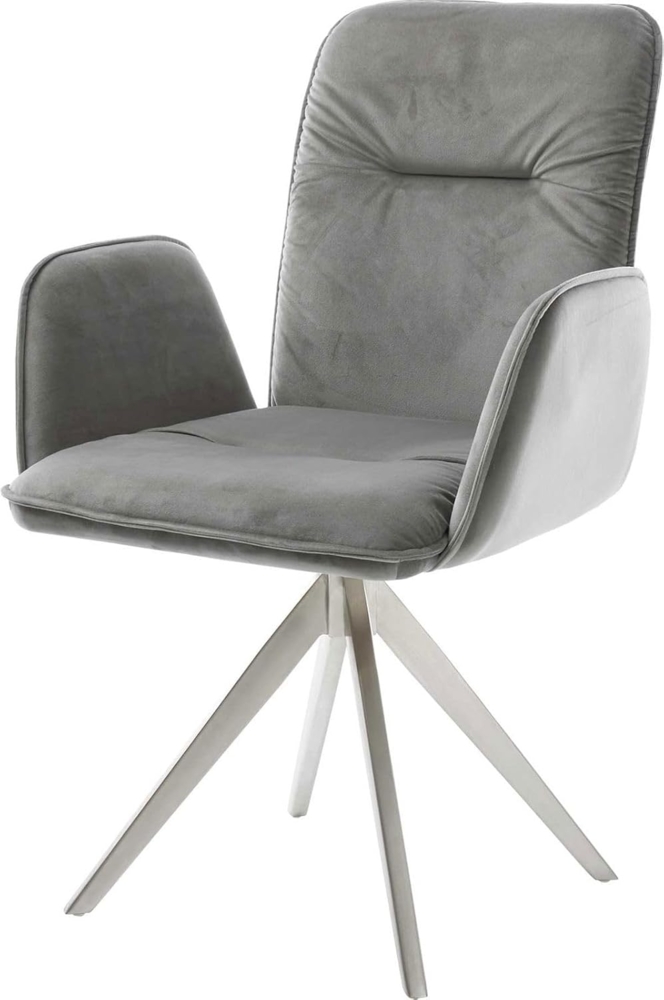 Esszimmerstuhl Vinja-Flex Samt Grau Kreuzgestell kantig Edelstahl Bild 1