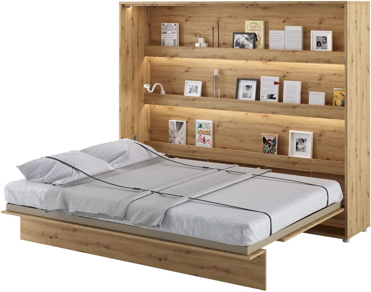 MEBLINI Schrankbett Bed Concept - BC-14 - 160x200cm Horizontal - Artisan Eiche mit Matratze - Wandbett mit Lattenrost - Klappbett mit Schrank - Wandklappbett - Murphy Bed - Bettschrank Bild 1