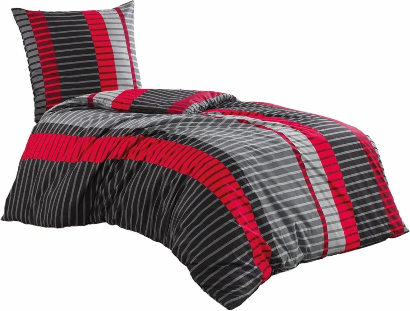 CLASS HOME COLLECTION Bettwäsche Renforce Bettbezug 135x200 155x200 200x200 200x220 Wind Rot, 100% Baumwolle, 2 teilig, 100% Baumwolle, angenehmes Hautgefühl, gestreift, modern, rot Bild 1