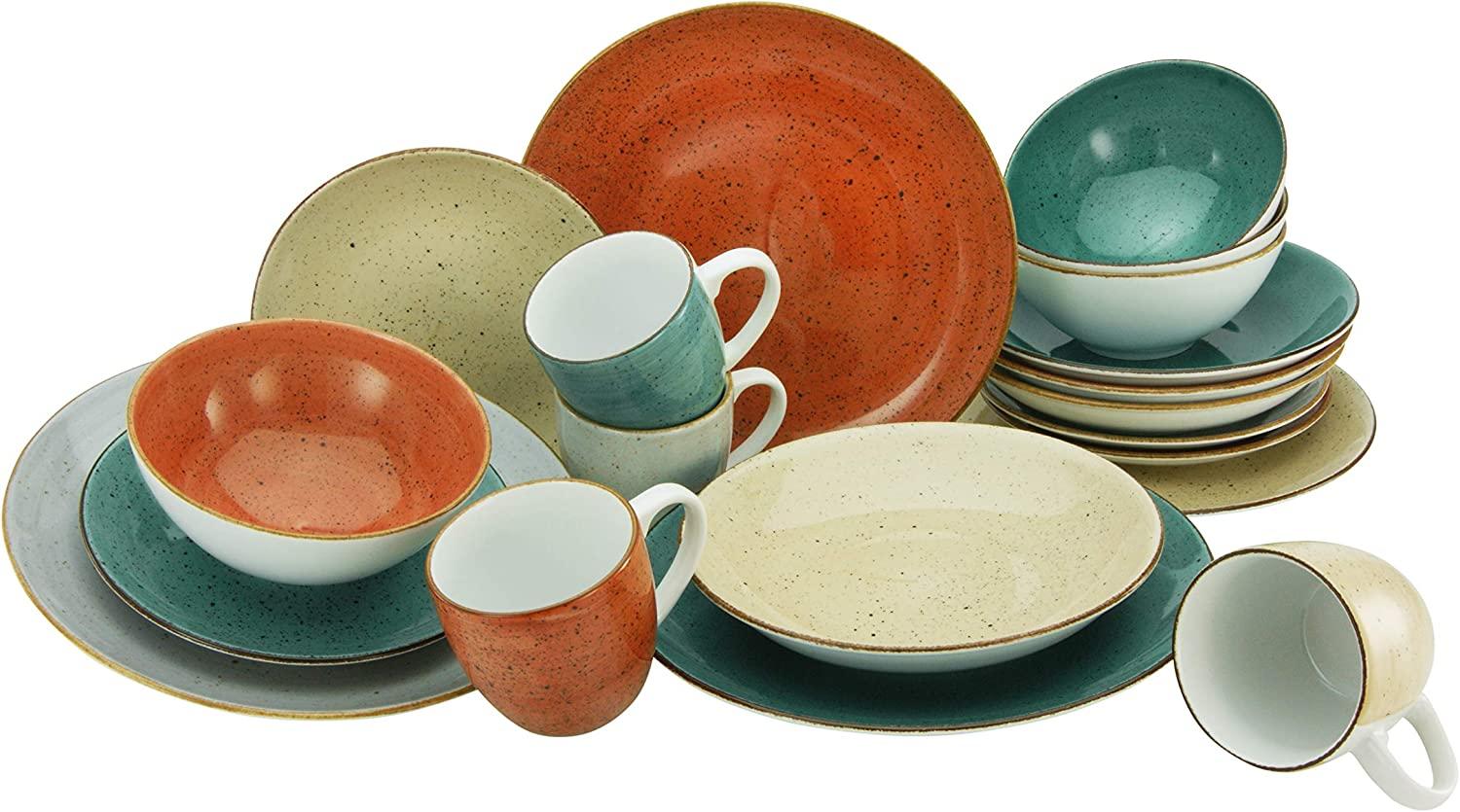 CreaTable 20441 Kombiservice Vintage Nature Verona für 4 Personen, Porzellan, mehrfarbig (1 Set, 16-teilig) Bild 1