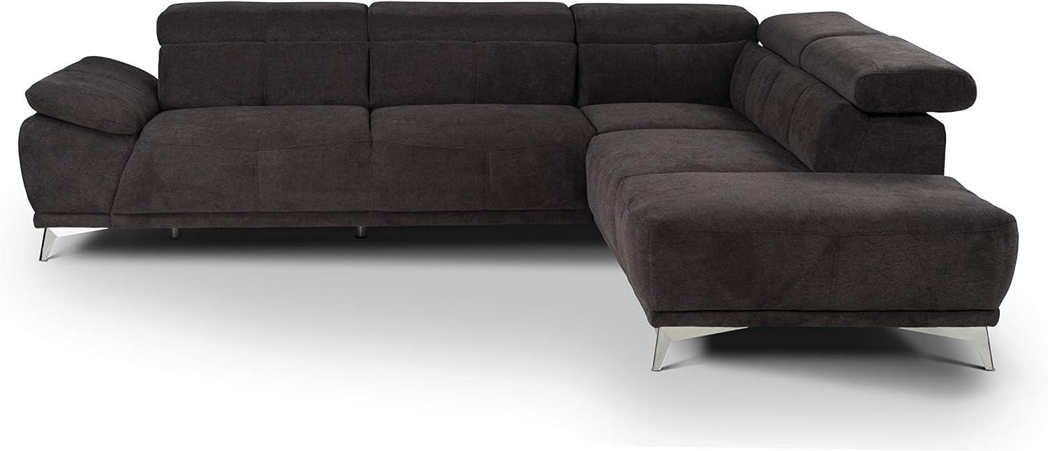 Mivano Ecksofa Felipe / Moderne Eckcouch mit Ottomanen rechts und verstellbaren Kopfstützen / 292 x 73 x 233 / Schwarz Bild 1