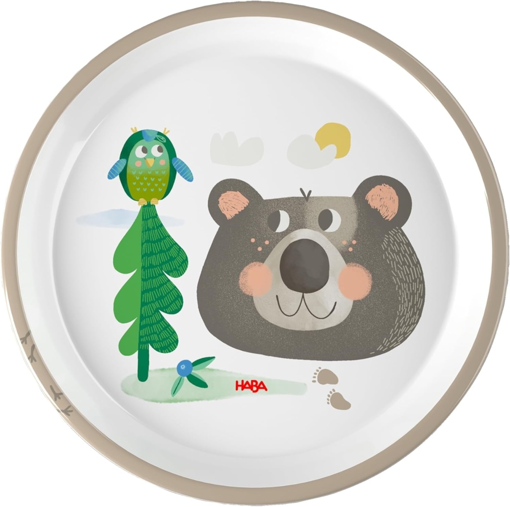 HABA Kinderteller Wald – Praktischer Melamin-Teller mit Bär-Motiv – Rutschfest – Spülmaschinengeeignet – Ab 12 Monaten – 2012441003 Bild 1