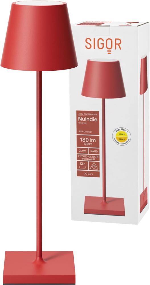 LED Tischleuchte, rot, Aluminium, Touchdimmer, Akku, H 38 cm Bild 1