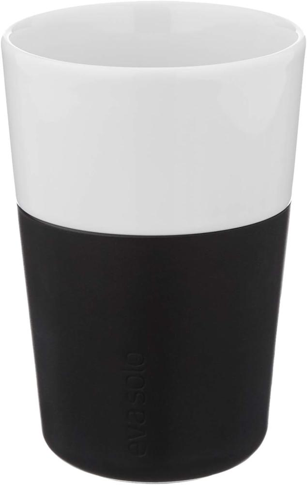 Eva Solo Caffé Latte-Becher, Milchkaffee, Kaffee, Caffétasse, Porzellan/Silikon, Schwarz, 360 ml, 2er-Set, 501003 Bild 1