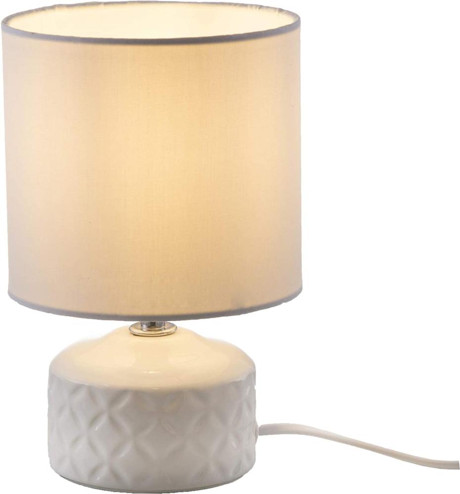 Nino Leuchten Tischlampe Wohnzimmer Schlafzimmer weiß Keramik Stoff E14 52210107 Bild 1