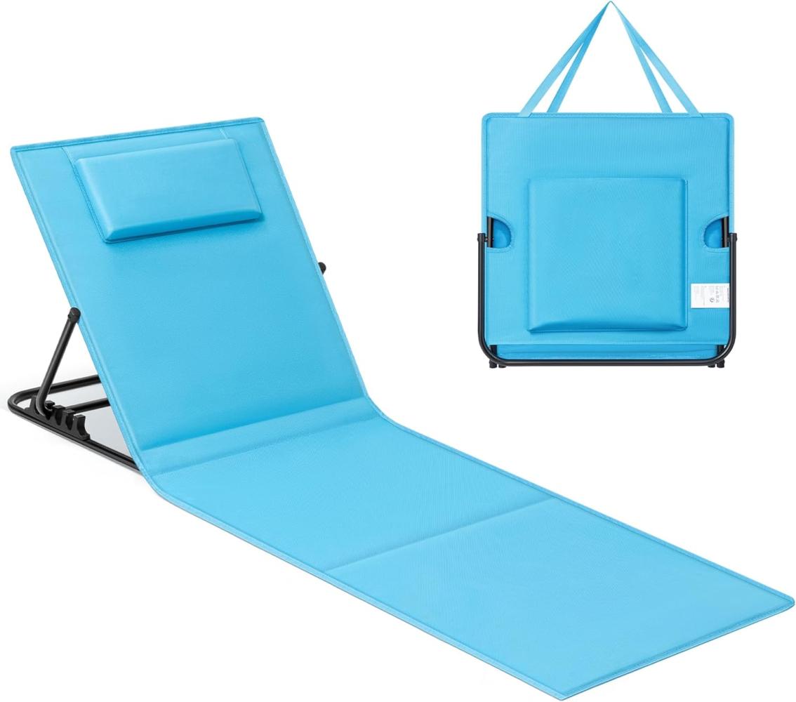 Songmics Strandstuhl, 2er Set, Campingstuhl, Sonnenliege, Strandliege, klappbar, verstellbare Rückenlehne, leicht tragbar mit Griff, für Camping, Garten, Pool, 158 x 55 cm, himmelblau GCB251Q01 Bild 1