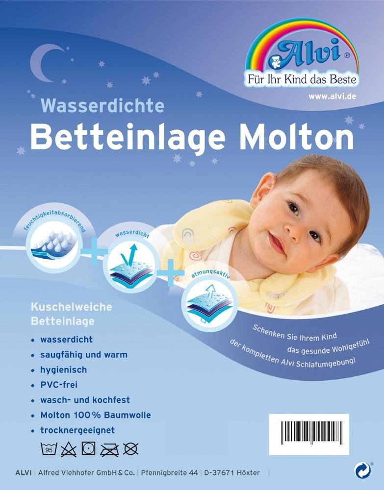 Alvi Baby Wohl Moltobetteinlage, Weiß, wasser, wasserdicht und saugfähig, 100% Baumwolle, 50x90 cm Bild 1