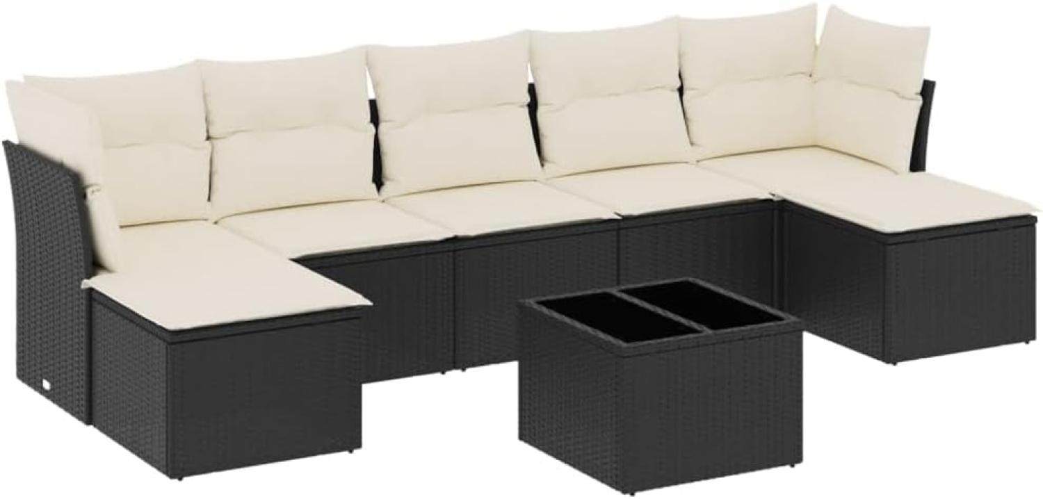 vidaXL 8-tlg. Garten-Sofagarnitur mit Kissen Schwarz Poly Rattan 3249875 Bild 1