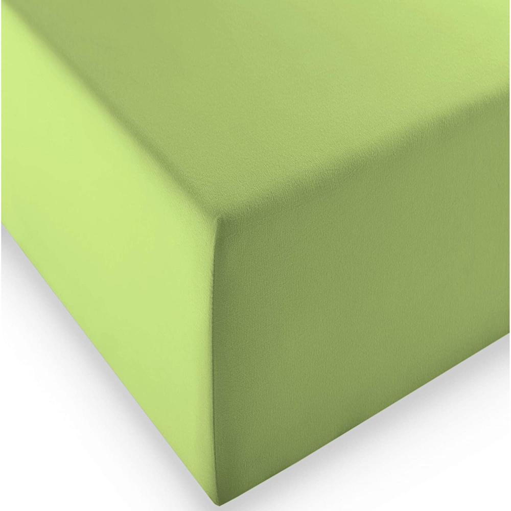 fleuresse Boxspring- und Wasserbetten Jersey-Spannlaken Comfort XL Farbe 7041 apfelgrün Größe: 100x200 cm Bild 1