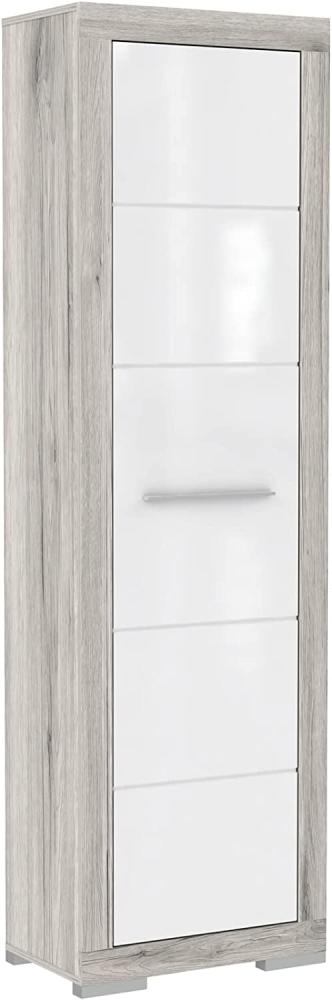 Garderobenschrank Aubert 1 Sandeiche weiß Hochglanz 58x198x37 cm Bild 1