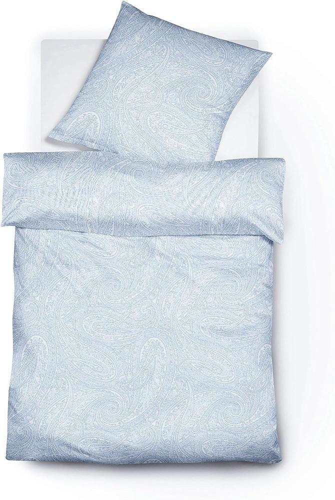 Fleuresse Jacquard Leinen-Bettwäsche Provence Prestige, himmelblau 135x200 cm + 80x80 cm Bild 1