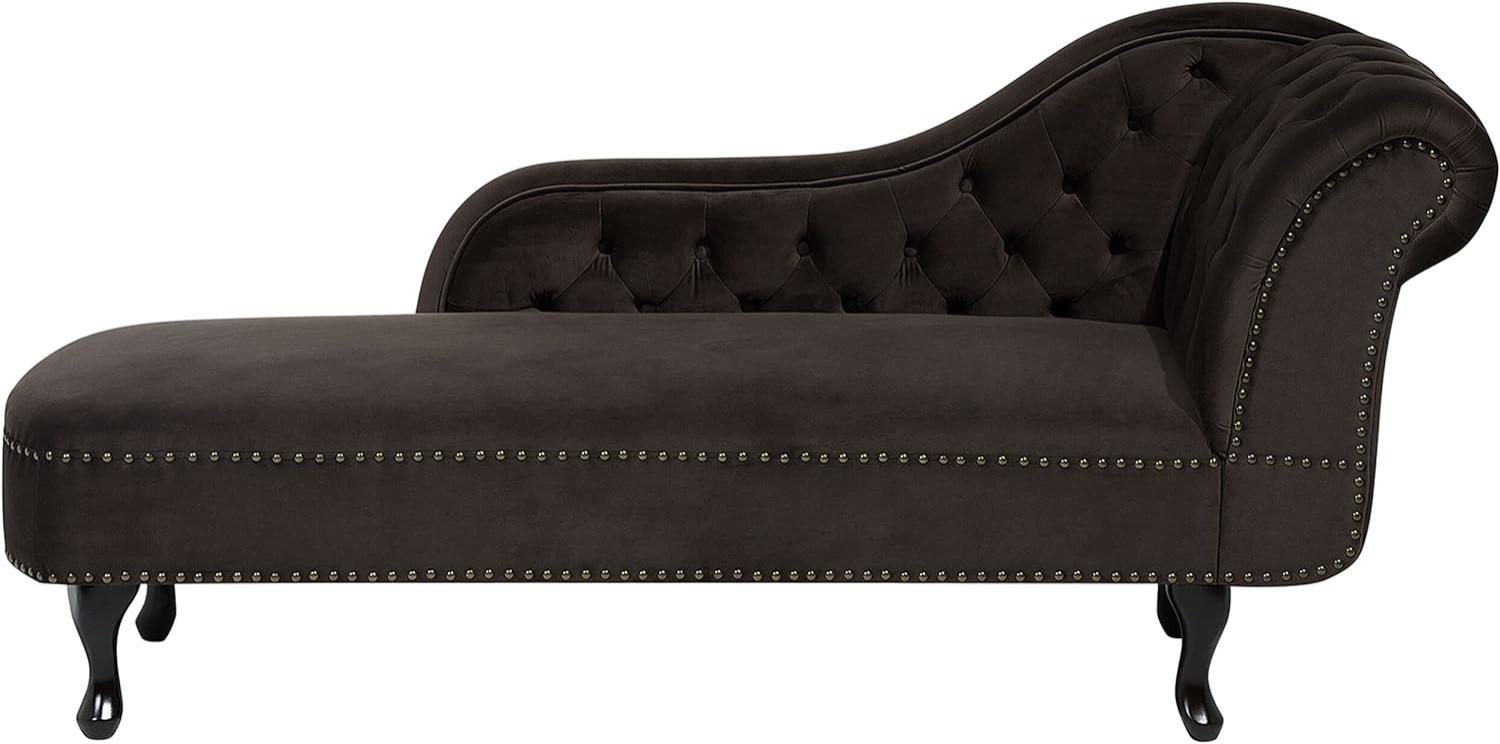 Chaiselongue Samtstoff dunkelbraun rechtsseitig NIMES Bild 1