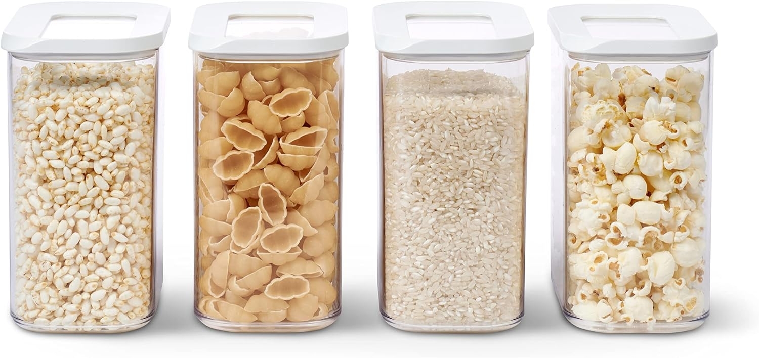 Mepal | Modula Set – 4-teilig | Aufbewahrungsboxen mit Deckel | Küchenorganizer & Vorratsboxen | stapelbar & luftdicht | 4x1500 ml | White Bild 1