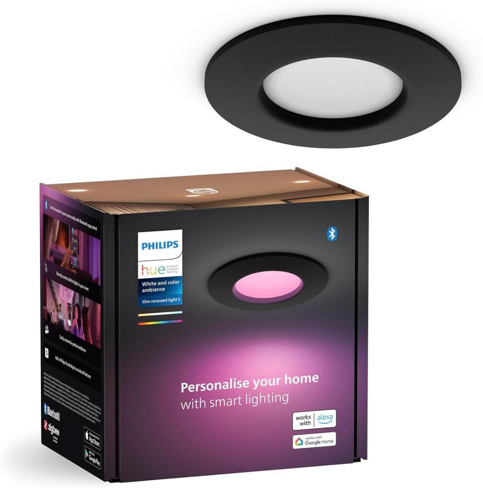 Philips Hue White & Col. Amb. Slim Recessed 90mm schwarz Bild 1